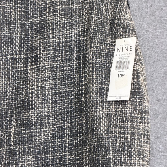 NINE & COMPANY PETITE Black White Tweed Lace Floral Pencil Skirt 10P - Picture 5 of 11